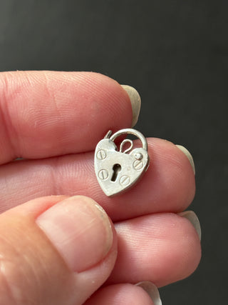 Antique Sterling Silver Mini Heart Padlock