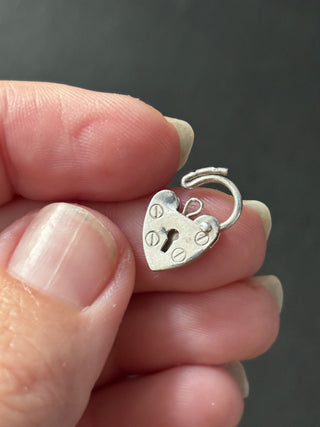 Antique Sterling Silver Mini Heart Padlock