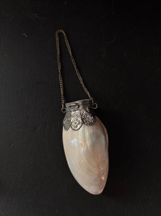 Vintage Sterling Silver Mother Of Pearl Shell Snuff Box