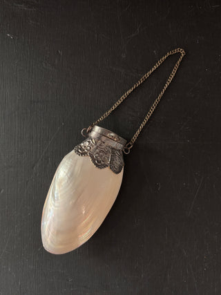 Vintage Sterling Silver Mother Of Pearl Shell Snuff Box