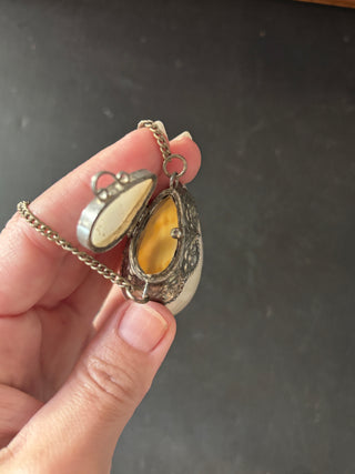 Vintage Sterling Silver Mother Of Pearl Shell Snuff Box
