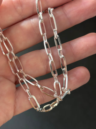 Vintage Sterling Silver Knife Edge Paper Link Chain