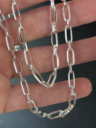 Vintage Sterling Silver Knife Edge Paper Link Chain