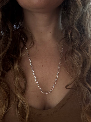 Vintage Sterling Silver Knife Edge Paper Link Chain