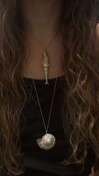 Vintage Sterling Silver Articulated Fish Pendant