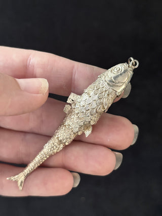 Vintage Sterling Silver Articulated Fish Pendant