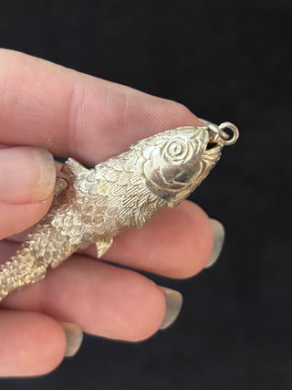 Vintage Sterling Silver Articulated Fish Pendant