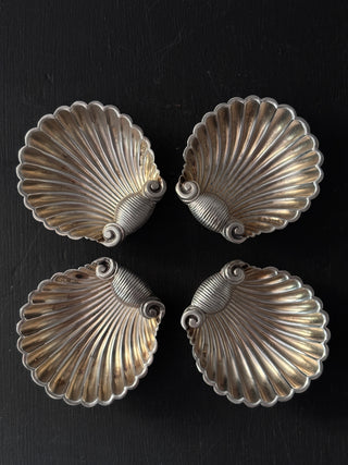 Small Antique English Sterling Silver Shell Dish Salt Cellar
