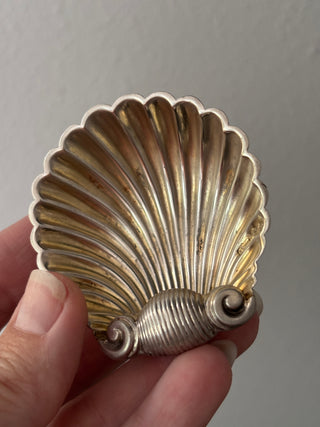 Small Antique English Sterling Silver Shell Dish Salt Cellar