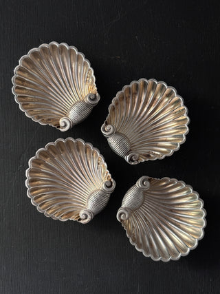 Small Antique English Sterling Silver Shell Dish Salt Cellar