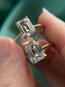 Emerald Cut Moissanite Engagement Ring 2.3ct