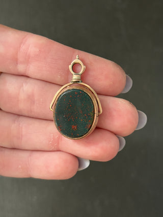 Antique Spinning Fob Locket Bloodstone