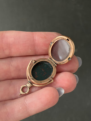Antique Spinning Fob Locket Bloodstone