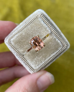 Cushion Cut Dark Peach Tourmaline Ring