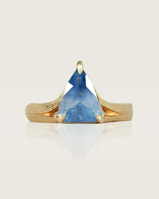 Blue Shield Cut Sapphire Ring