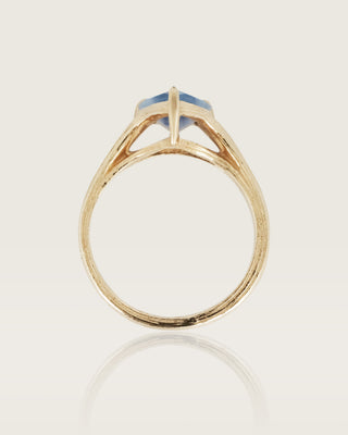 Blue Shield Cut Sapphire Ring