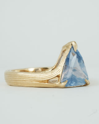 Blue Shield Cut Sapphire Ring