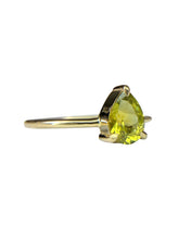 Load image into Gallery viewer, Pear Cut Chartreuse Sapphire Ring
