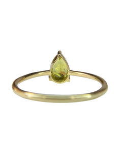 Pear Cut Chartreuse Sapphire Ring