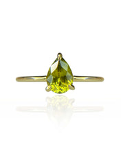 Load image into Gallery viewer, Pear Cut Chartreuse Sapphire Ring
