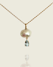 Load image into Gallery viewer, Cloud Pearl Pendant With Topaz Drop
