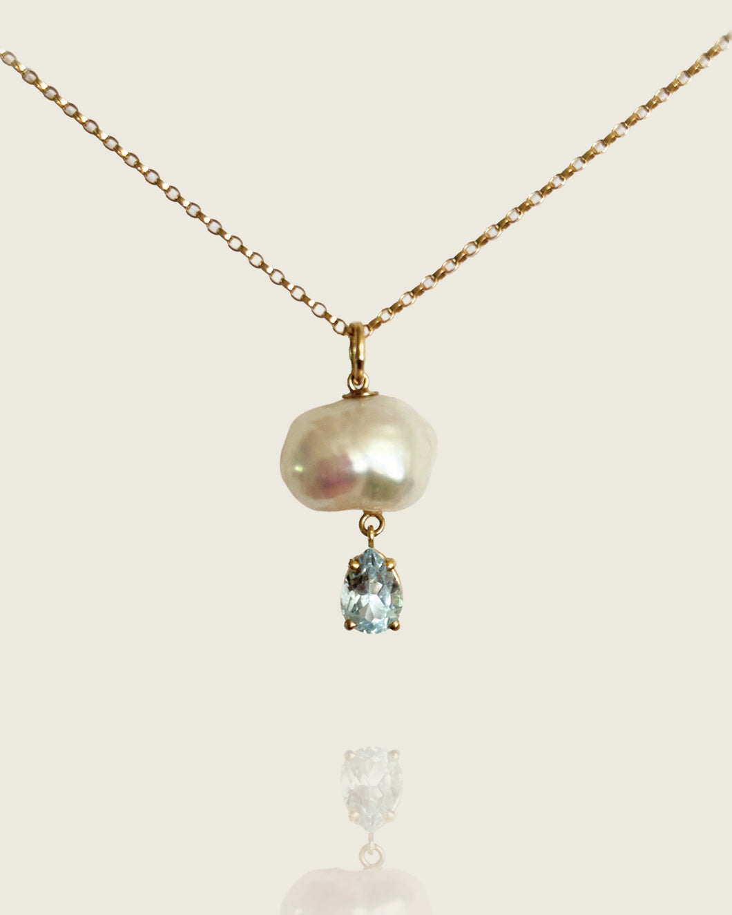 Cloud Pearl Pendant With Topaz Drop