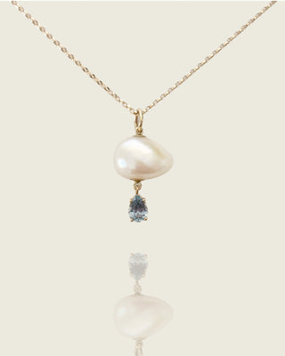 Cloud Pearl Pendant With Sapphire Drop