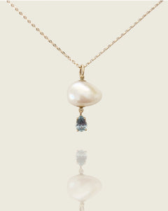 Cloud Pearl Pendant With Sapphire Drop