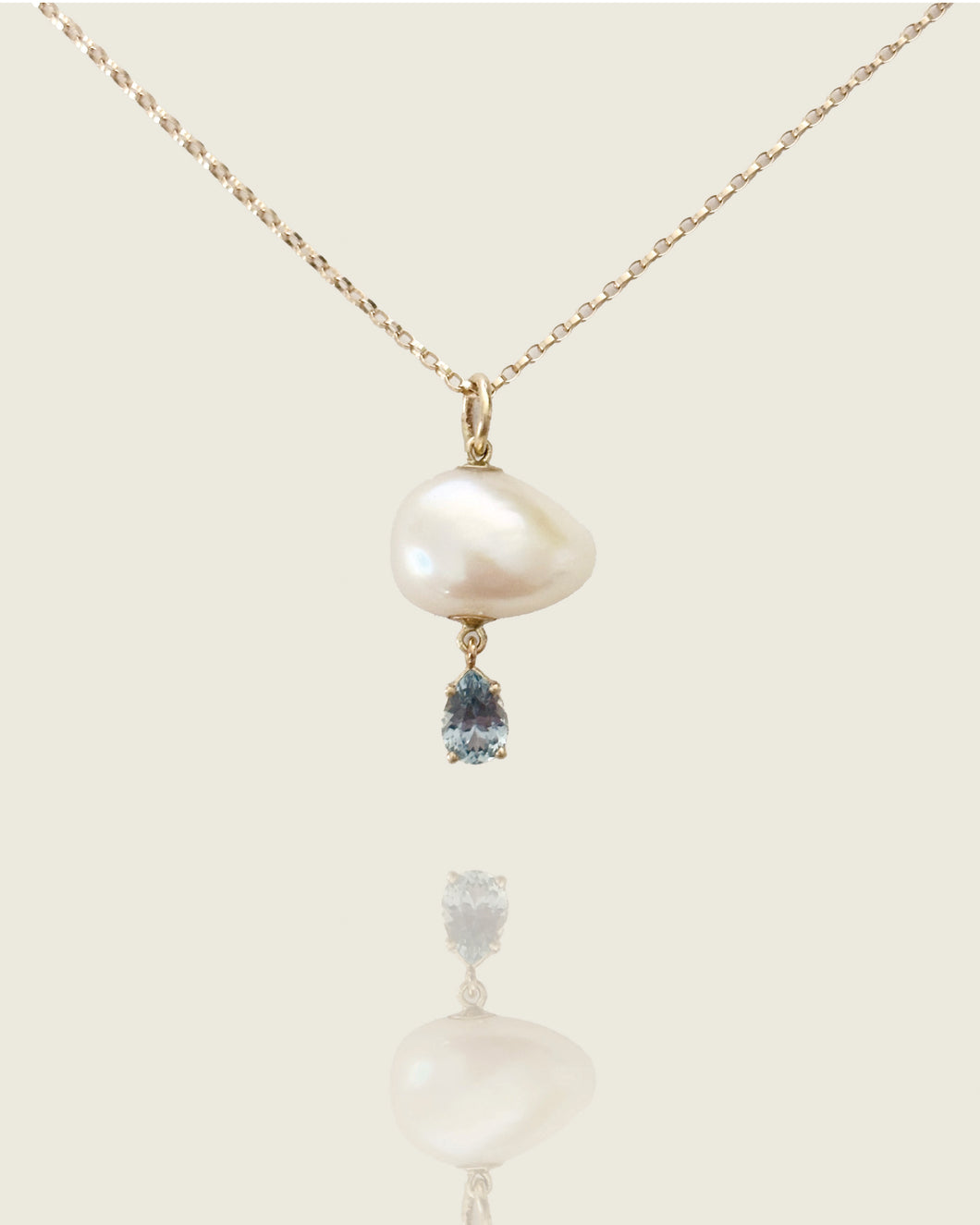 Cloud Pearl Pendant With Sapphire Drop