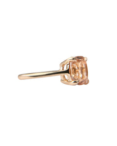 Cushion Cut Dark Peach Tourmaline Ring