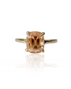 Cushion Cut Dark Peach Tourmaline Ring
