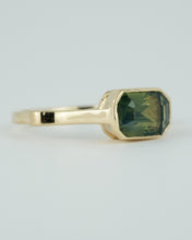 Load image into Gallery viewer, Teal Green Emerald Cut Sapphire Ring
