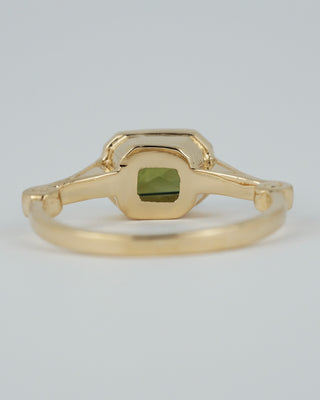 Teal Green Emerald Cut Sapphire Ring