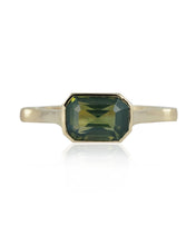 Load image into Gallery viewer, Teal Green Emerald Cut Sapphire Ring
