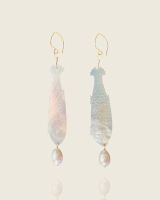 Mother Of Pearl Fish Earrings