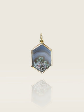 "Canopy" Moss Agate Hexagonal Pendant