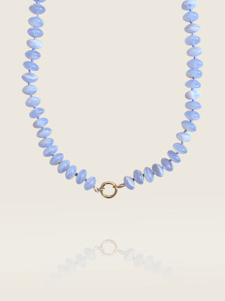 Blue Lace Agate Chunky Beaded Necklace