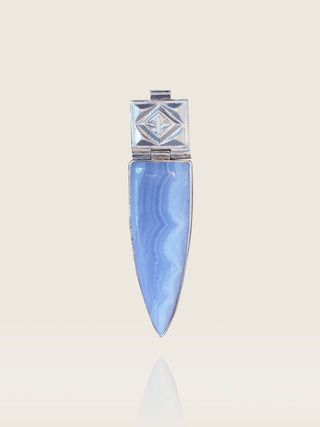 Silver Blue Lace Agate Hinged Pendant