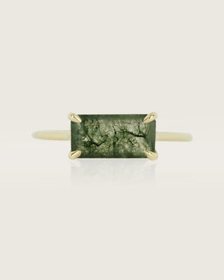 Moss Agate Emerald Cut Ring