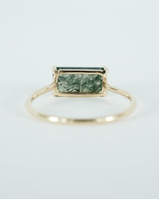 Moss Agate Emerald Cut Ring