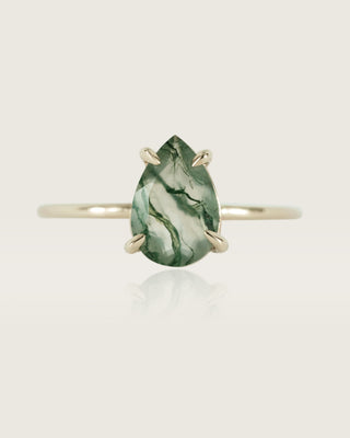 Moss Agate Pear Ring