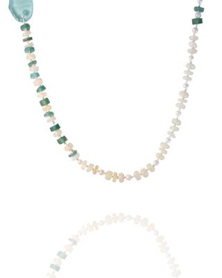 Mixed Opal, Roman Glass, and Pearl Necklace