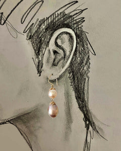 Peach and Lavender Pearl Drop Earrings