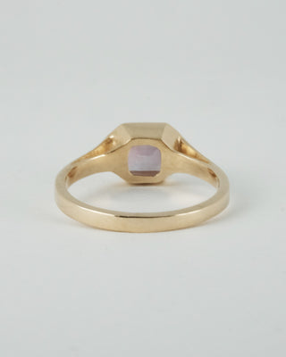 Purple Pink Emerald Cut Sapphire Ring
