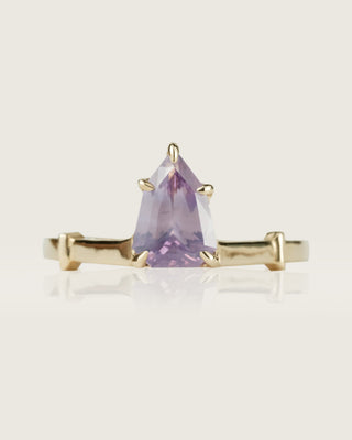 Purple Pink Shield Cut Sapphire Ring