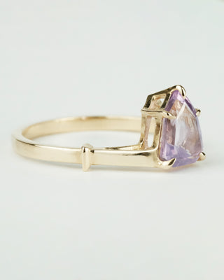 Purple Pink Shield Cut Sapphire Ring