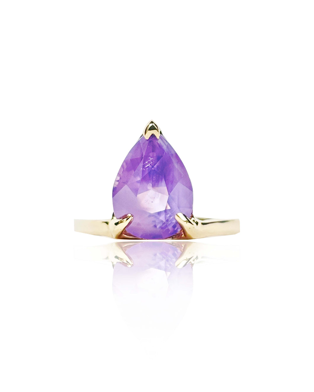 Purple Pear Sapphire Ring