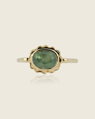 Opalescent Blue Green Oval Montana Sapphire Ring