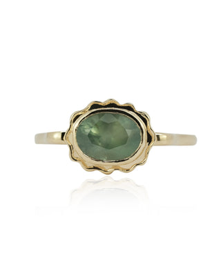 Opalescent Blue Green Oval Montana Sapphire Ring