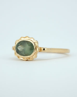 Opalescent Blue Green Oval Montana Sapphire Ring